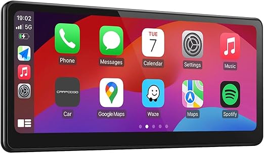 CarpodGo T3 Pro Portable 60fps Wireless Carplay Android Auto,8.9 Inch 1920 * 720 IPS Touch Screen Car Stereo,Display-Only BT Mode Supports Steering Wheel Controls