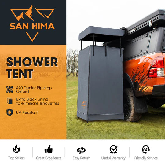 San Hima Awning Shower Tent Fold-Out Instant Ensuite Built-in LED Camping Change